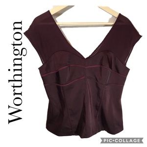 Worthington corset style wine colored top